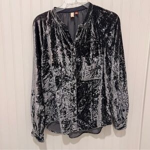 Pilcro Gray Button Down Shirt with Mandarin Collar